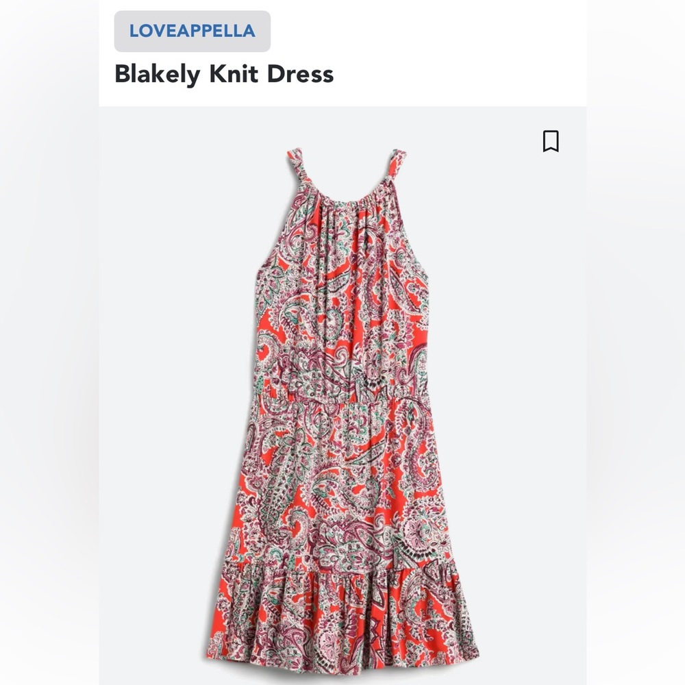 LoveAppella-Blakey Knit Dress- Color: Coral/Multi. Size: Large